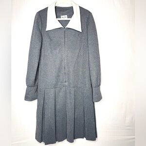 Vintage Mr Eddie Women’s Retro Peter Pan Collar Dress Modest Pleated Modest 70’s